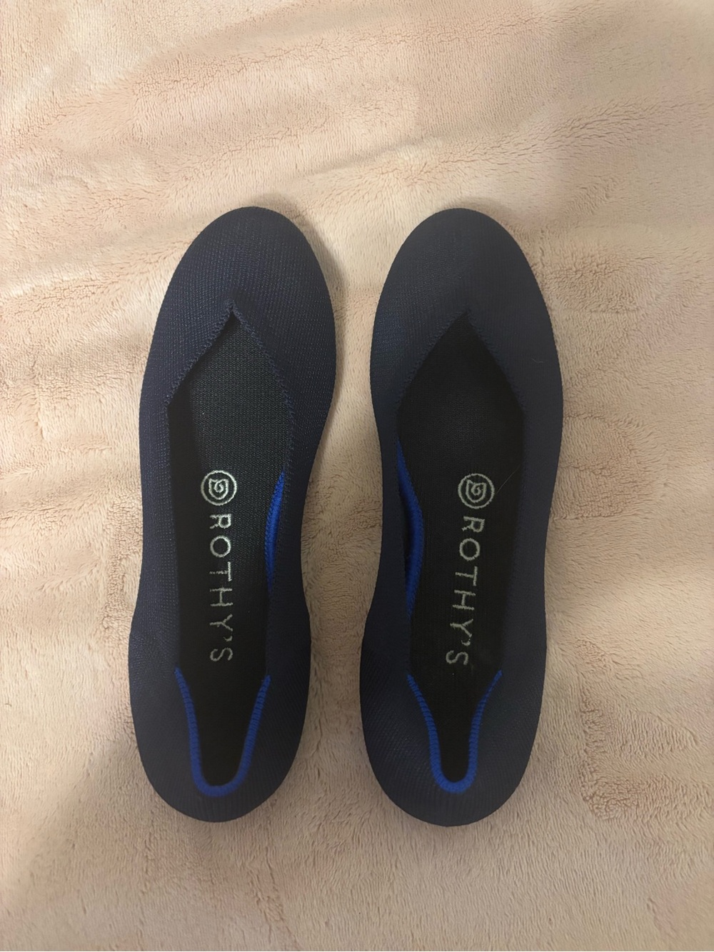 Rothy’s Women’s Size 7 Navy Blue Knit Ballet Flats Washable Shoes